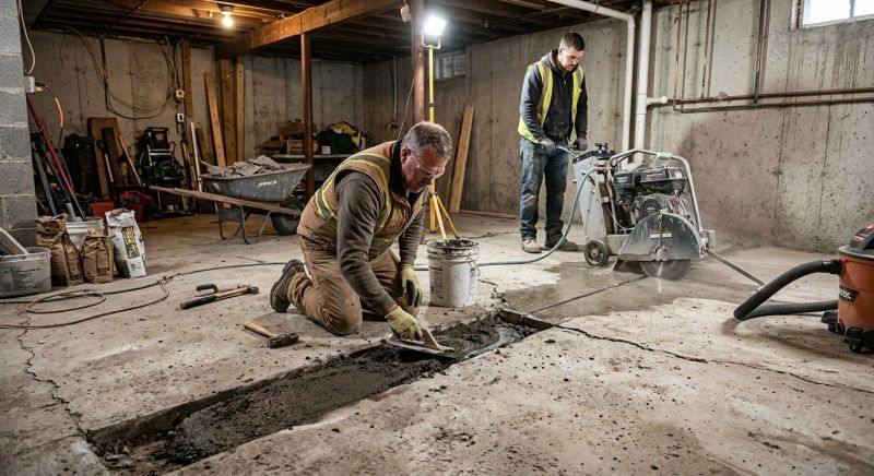 Cracked Basement Floor Repair in Dekalb County, GA