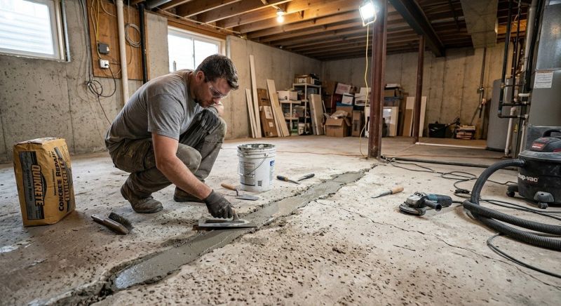 Cracked Basement Floor Repair in Dekalb County, GA